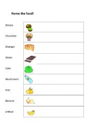 English Worksheet: Name the food!