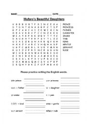 Mufaros Beautiful Daughters Word Search