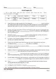 English Worksheet: Retail English (II) Fill in the Blanks