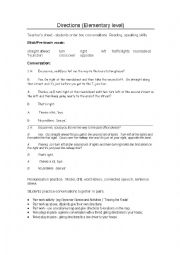 English Worksheet: Giving Directions