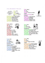 English Worksheet: Tell me about you