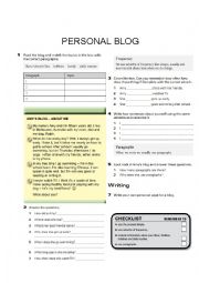 English Worksheet: personal blog