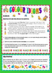 English Worksheet: COLOUR IDIOMS