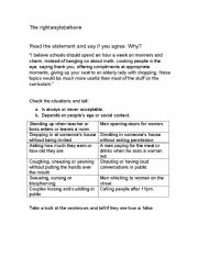 English Worksheet: the right way to behave