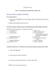 English Worksheet: Worksheet on Video of Norman McLarens A Chairy Tale