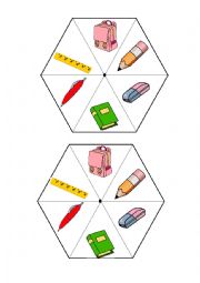 English Worksheet: school objects wheel