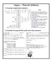 English Worksheet: Happy - Song Activity