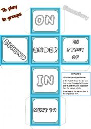 Game Dice - Prepositions of place