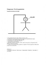 English Worksheet: WORLD POPULATION - Hang-man game