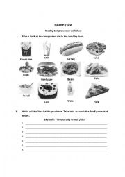 English Worksheet: healthy habits