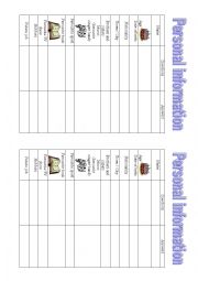 English Worksheet: Personal information