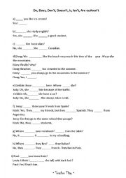 English Worksheet: DO - DOES - DOESNT - DONT 