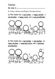 English Worksheet: Family members and feelings
