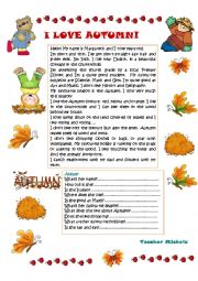 English Worksheet: I love Autumn