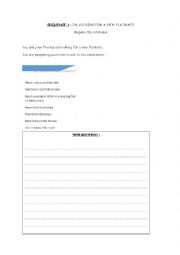 English Worksheet: Find a flatmate- prepare the interview