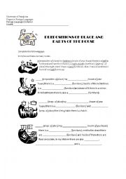 English Worksheet: Prepositions of place and Parts of the house