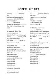 English Worksheet: Loser like me (Glee)