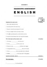 English Worksheet: Secondary / Grade 9 Diagnostic Assessment