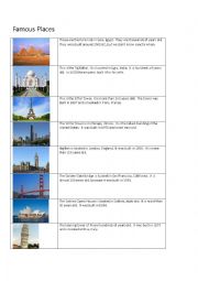 English Worksheet: Famous Places Reading