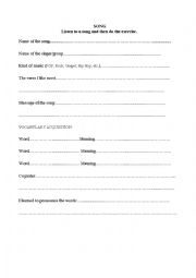 English Worksheet: Music activity