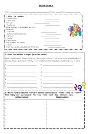 English Worksheet: Months, days, cardinal and ordinal numbers