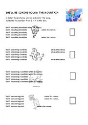 English Worksheet: She`ll Be Coming Round the Mountain