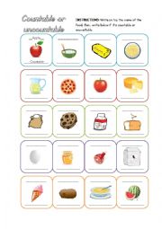 English Worksheet: Countable & Uncountable Nouns