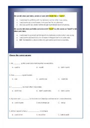 English Worksheet: used to and would