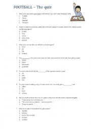 English Worksheet: Football - The Quiz