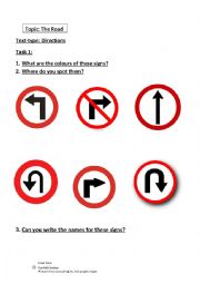 English Worksheet: Street signs + prepositions 