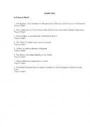 English Worksheet: London Quiz