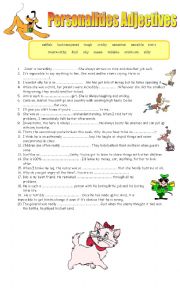 English Worksheet: personalities adjectives