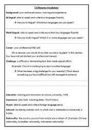 English Worksheet: CV worksheet 