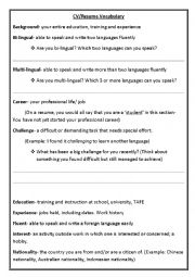 CV worksheet 