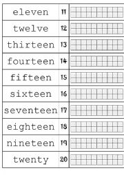 Numbers domino (11 to 20)