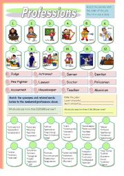 English Worksheet: Professions Part 2 (12 more professions)