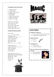 English Worksheet: Song: Magic - Coldplay