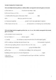 English Worksheet: WORD FORMATION