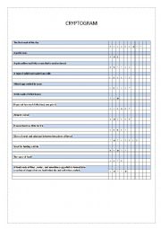 English Worksheet: Cryptogram