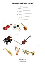 Musical Instrument Word Scramble