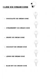 English Worksheet: I like ice cream cone