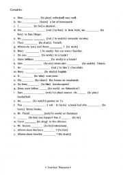 English Worksheet: simple present - fill the blanks 
