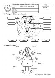 English Worksheet: Exam about Body parts