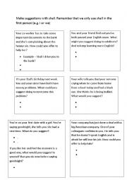 English Worksheet: Using shall to make suggestions