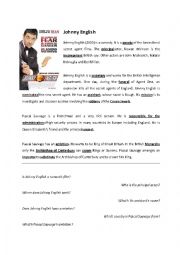 English Worksheet: Johnny English (film) article & worksheet