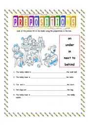 English Worksheet: prepositions