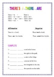 English Worksheet: THERE  IS /  THERE   ARE