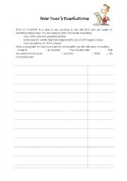 English Worksheet: New Years Resolutions