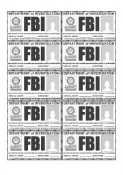 English Worksheet: FBI Investigation Game - Role-play with badge and instructions