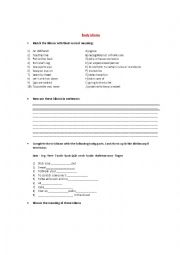 English Worksheet: Body Idioms